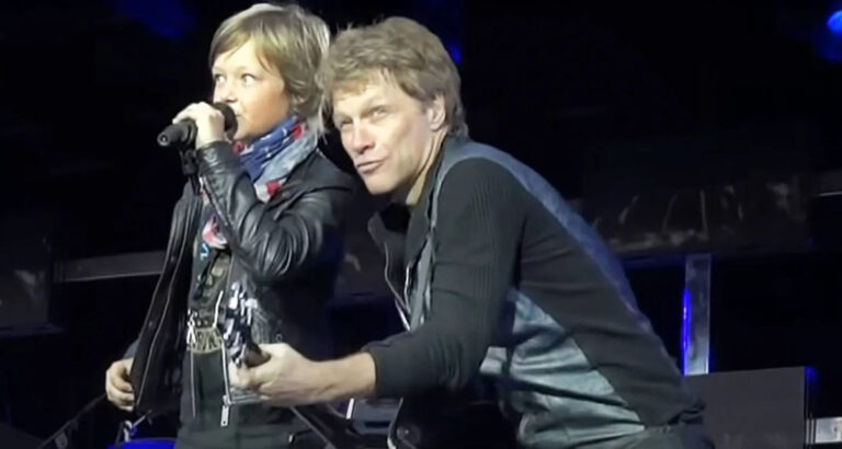 11 year old singer jumps on stage with Bon Jovi to perform “Wanted Dead Or Alive” at German music festival