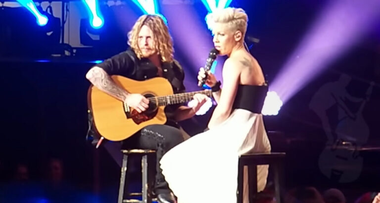 Adorable moment when Pink stops concert mid-song to comfort crying little girl