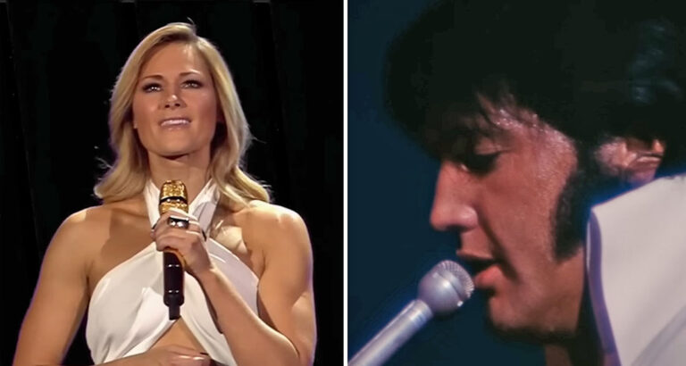 Helene Fischer performs “Just Pretend” alongside archive footage of Elvis Presley