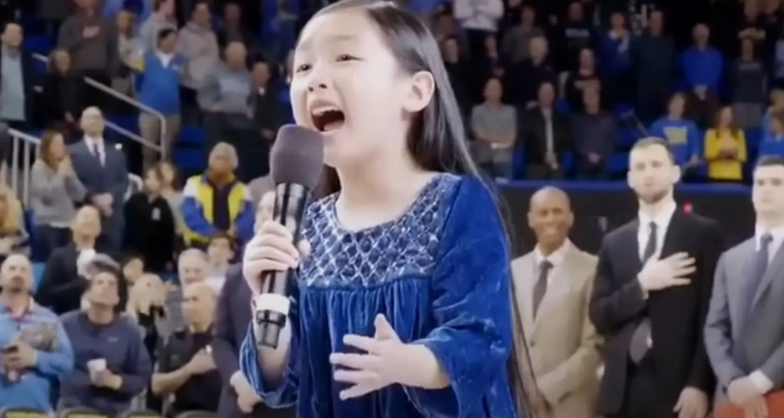 Incredible 7-Year-Old Singer Malea Emma Belts Out US National Anthem At Men’s Basketball Game