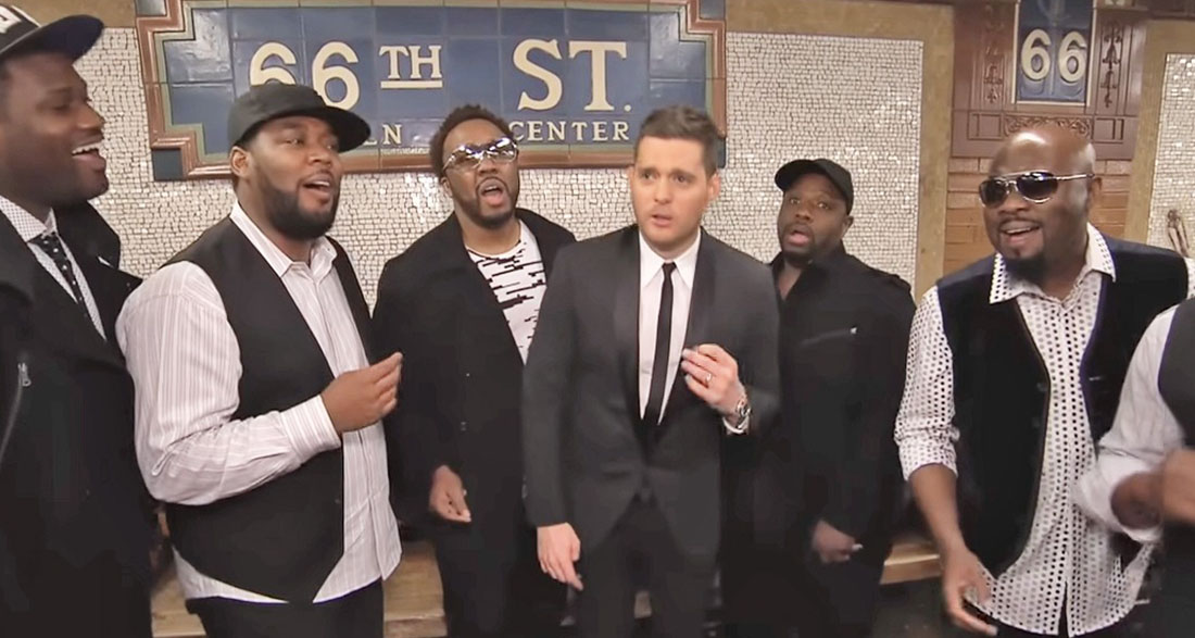 Michael Bublé causes a scene in NYC subway with acapella performance